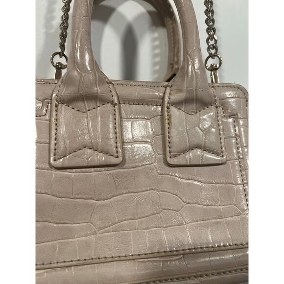 Zara Faux Croc Embossed Beige Crossbody Top Handle bag Small - Picture 5 of 11